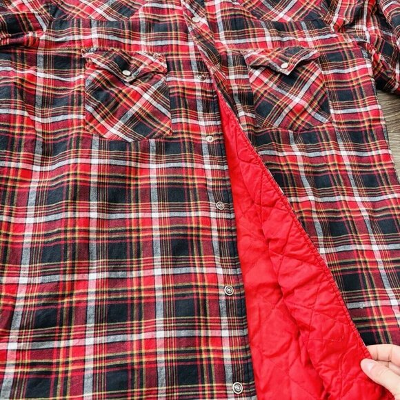 Vtg Stylewise Plaid Jacket Mens 15 1/2 Red Fleece Long Sleeve Lumberjack Outdoor - Picture 4 of 14